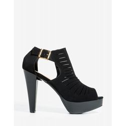 Incaltaminte Femei CheapChic Table-6 Say My Name Caged Bootie Black