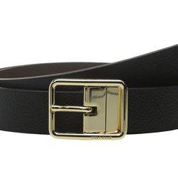 Cole Haan 1/4" Reversible Pebble Leather Belt with Centerbar Buckle Black/Chestnut
