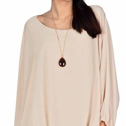 Bluza bej voal cu maneca fluture 8702B