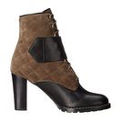 Incaltaminte Femei See by Chloe Suede Flat Leather Lace Up Bootie BlackGrey