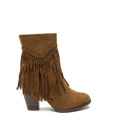 Incaltaminte Femei CheapChic Fringe Value Faux Suede Booties Tan