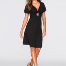 Rochie din jerse cu broşă detaşabilă 