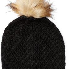 Ralph Lauren Faux-Fur Pom-Pom Hat Black