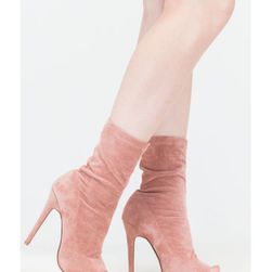 Incaltaminte Femei CheapChic Step Out Faux Suede Peep-toe Booties Blush