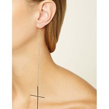 Bijuterii Femei Forever21 Cross Drop Earrings Silver
