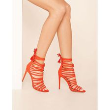 Incaltaminte Femei Forever21 Caged Faux Suede Heels Red