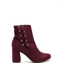 Incaltaminte Femei CheapChic Lace To The Top Chunky Booties Burgundy