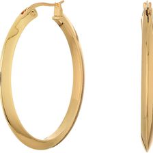 Ralph Lauren Luxe Links Large Oval Knife Edge Hoop Earrings Gold