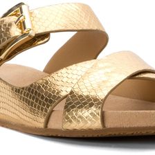 Michael Kors Sawyer Slide Pale Gold Metallic Snake/Suede