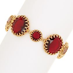 Ralph Lauren Faceted Stone Bracelet GOLD RED