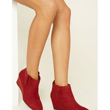Incaltaminte Femei Forever21 Faux Suede Wedge Booties Red