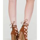 Incaltaminte Femei CheapChic Lucky Lace-up Faux Suede Chunky Heels Chestnut