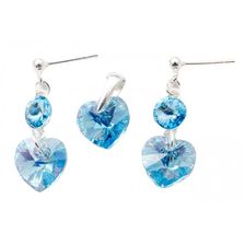 Set Argint 925 cu Swarovski Elements, Aquamarine AB, 10 mm