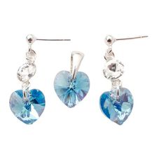 Set Argint 925 cu Swarovski Elements, Aquamarine AB, 10 mm