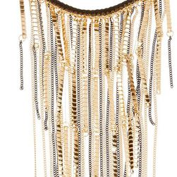 Natasha Accessories Two-Tone Fringe Choker BLACK-GOLD