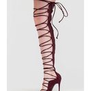 Incaltaminte Femei CheapChic Sneak A Look Lace-up Heels Wine