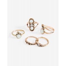 Bijuterii Femei CheapChic Opal Love 5pc Ring Set Antique Gold