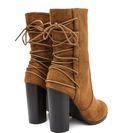Incaltaminte Femei CheapChic Haute Outlook Chunky Lace-back Booties Camel