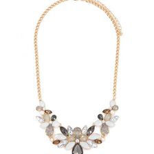 Bijuterii Femei Forever21 Faux Gem Floral Bib Necklace Greygold