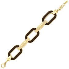 Cole Haan 12K Gold Plated Leather Inlay Link Bracelet GOLDT