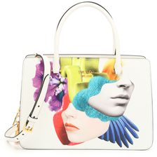 Prada Saffiano And City Calf Handbag With Collage Print BIANCO