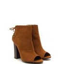 Incaltaminte Femei CheapChic Back Talk Laced-up Chunky Booties Chestnut