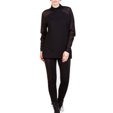 Bluza femei, neagra, cu maneci transparente, Amelie Suri