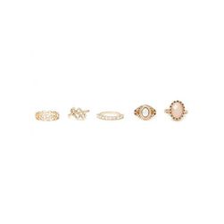 Bijuterii Femei Forever21 Etched Faux Pearl Ring Set Goldpeach