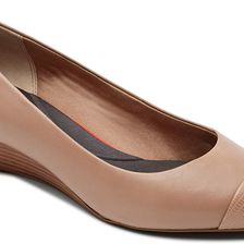 Rockport Annett Cap Toe Pump Taupe Brown Calf/Lizard