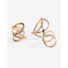 Bijuterii Femei CheapChic Batia Caged 3pc Ring Set Met Gold