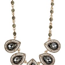 Natasha Accessories Mini Tear Drop Crystal Station Necklace ANTIQUE GOLD-COLORADO