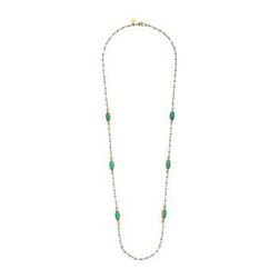 Bijuterii Femei LAUREN Ralph Lauren Modern Landscape 34quot Rosary Link Oval Stone Necklace TurquoiseGold