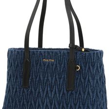 Miu Miu Quilted Denim Shopping Bag BLU