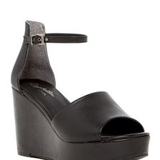 Incaltaminte Femei Seychelles Upbeat Ankle Strap Platform Wedge BLACK LEATHER