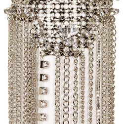 Free Press Wide Mesh Stone Fringe Cuff CLEAR-RHODIUM