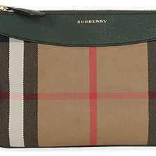 Burberry Horseferry Check Leather Clutch - Dark Bottle Green N/A