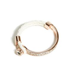 Bijuterii Femei GUESS White and Rose Gold-Tone Woven Metal Bracelet white