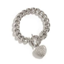 Bijuterii Femei GUESS Silver-Tone Rhinestone Heart Bracelet silver