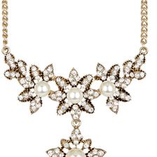 Natasha Accessories Vintage Floral Crystal & Synthetic Pearl Necklace ANTIQUE GOLD-PEARL
