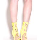 Incaltaminte Femei CheapChic Cage Fighter Faux Suede Lace Up Heels Yellow