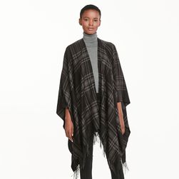 Ralph Lauren Talia Plaid Ruana Scarf Black