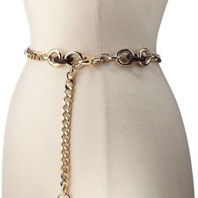 Michael Kors Chain Belt with Metal and Tortoise Rings Gold
