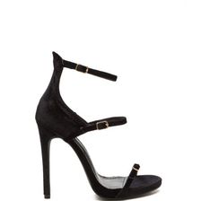 Incaltaminte Femei CheapChic Luxurious Touch Strappy Velvet Heels Black