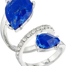 GUESS Double Pear Shape Stone Bypass Ring Silver/Crystal/Lapis
