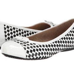 Incaltaminte Femei SoftWalk Naperville WhiteBlack Woven Soft Nappa LeatherPatent