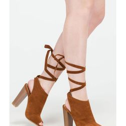 Incaltaminte Femei CheapChic To Tie For Chunky Faux Suede Heels Chestnut