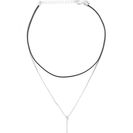 Bijuterii Femei Forever21 Layered Bar Pendant Choker Silverblack