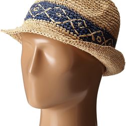 Roxy Witching Straw Fedora Hat Chambray