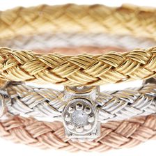 Savvy Cie Tricolor Italian Crystal Woven Band Ring Set PINK-WHITE-YELLOW