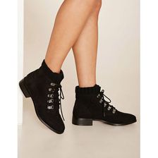 Incaltaminte Femei Forever21 Faux Suede Lace-Up Boots Black